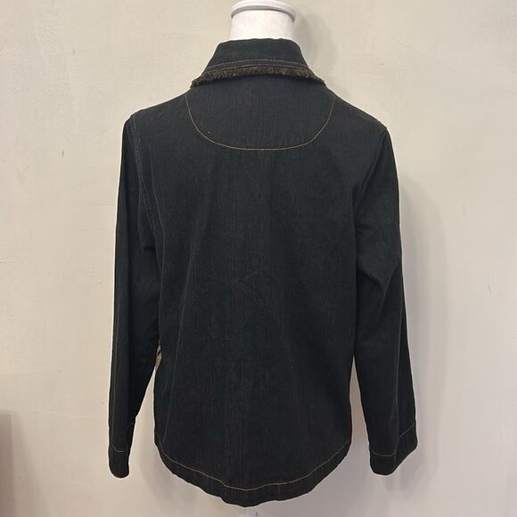 Napa Valley denim and cheetah print button front jacket Size S EUC - Picture 8 of 10